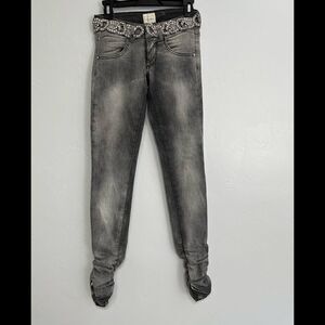 MET Italian designer embellished jeans grey wash 27